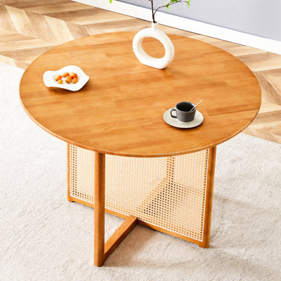Table ronde en bois massif avec attrait rétro de style campagne chinoise pour le salon et le bureau, assemblage rapide en bois, salle à manger facile à construire