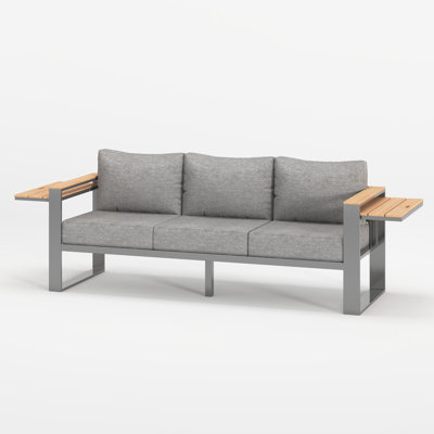 Canapé d'extérieur 3 places en aluminium avec coussins épais en oléfine et accoudoirs larges