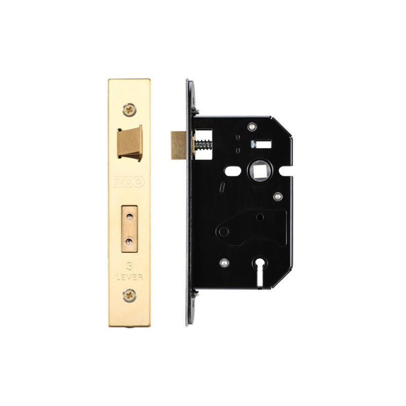 3 Lever Replacement Sash Lock, Polished Stainless, 7.6cm H