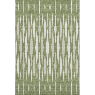Premium Machine Washable Prisco Green Rug