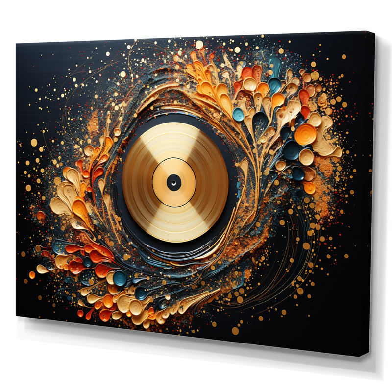 Vinyle noir et or Serenade I, Toile tendue, H 16 po x l 32 po x P 1 po