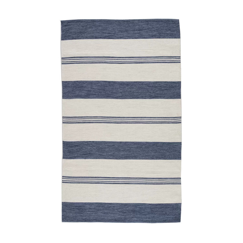 Striped Area Rug in Navy/Ivory, Runner 2'6" x 8'
