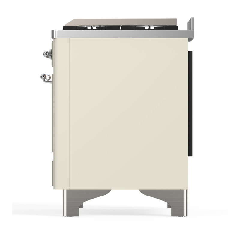 Majestic III Series 36 Inch Dual Fuel Range with 6 Sealed Burners, Griddle, in Glossy Black (Natural Gas, Brass Trim), Chrome
