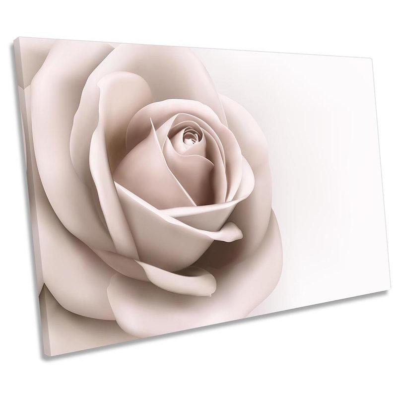 Cream Rose Flower Floral - Wrapped Canvas Print, 40.6cm H x 61cm W