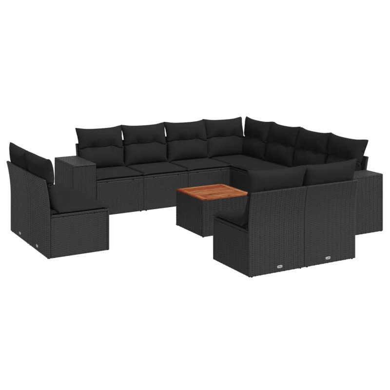  Ensemble de canapé de jardin noir