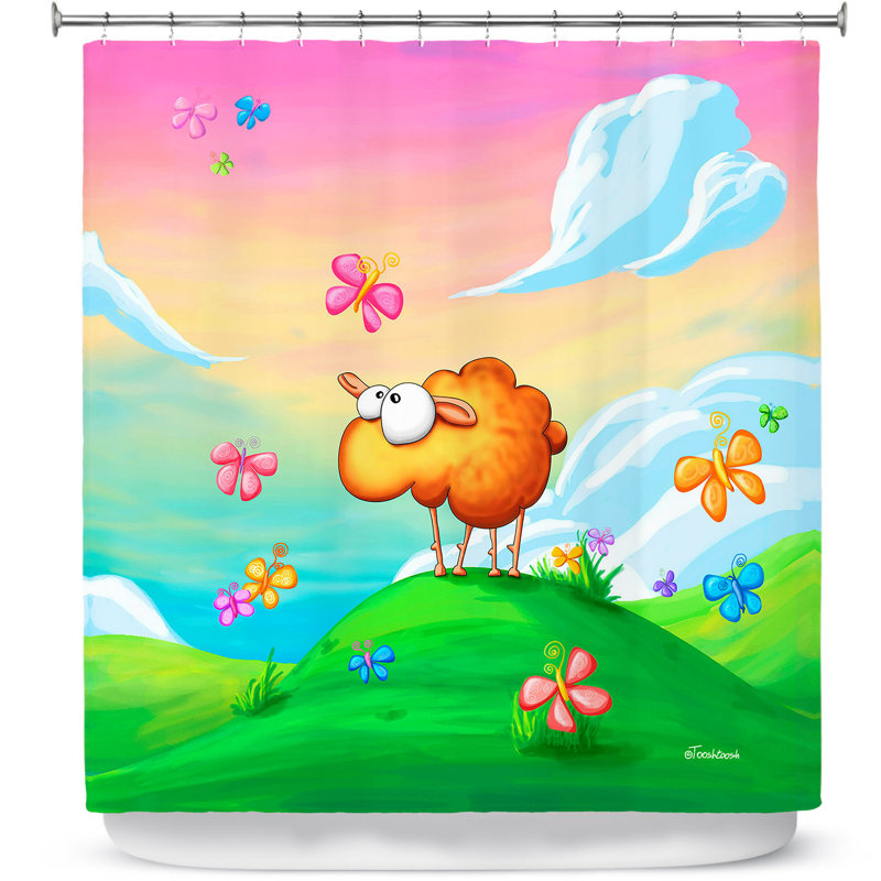 Rideau de douche simple wallo, Rose / Pêche