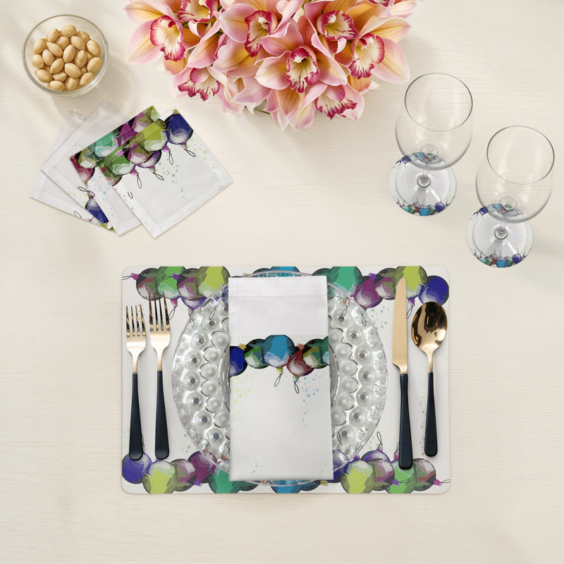 Xmas Vegan Leather Rectangle Placemats, Black