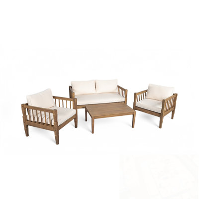 Ensemble modulaire d'extérieur 4 pièces avec table basse, causeuse et 2 fauteuils