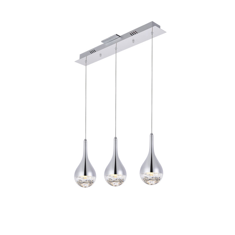 Carilyn - Light Chrome LED Cluster Pendant, 9" H x 4" W x 24" D, 3