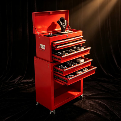 8‑Drawer High‑Capacity Rolling Tool Chest, 2‑in‑1 Detachable Top Box,Metal Tool Storage Cabinet with Drawer Liners, Lockable Wheels & Side Hooks, Heavy‑Duty Tool Cart for Garage Workshop