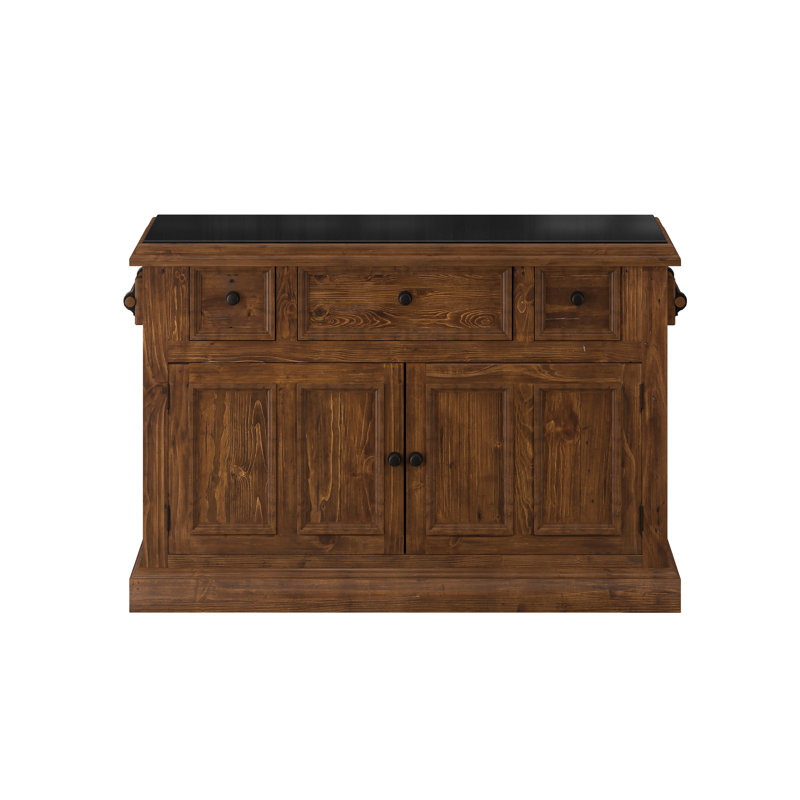 Harpenden Kitchen Island, Rustic Mahogany/Black