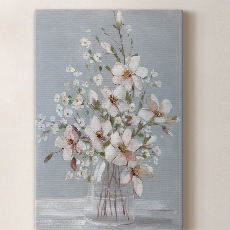 Magnolia Romance - peinture sur toile tendue, H 48 po x l 32 po x P 1 po