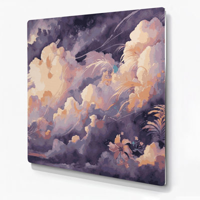 Art mural hawaïen nuage en métal rose