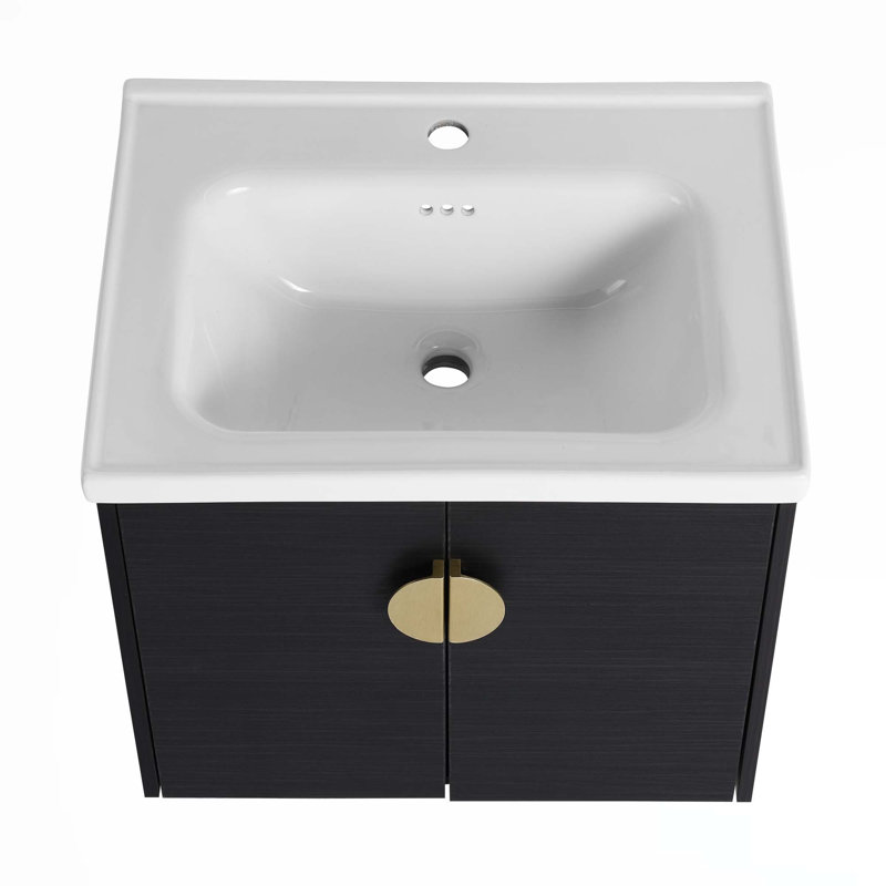 Meuble-lavabo à fermeture en douceur avec lavabo
