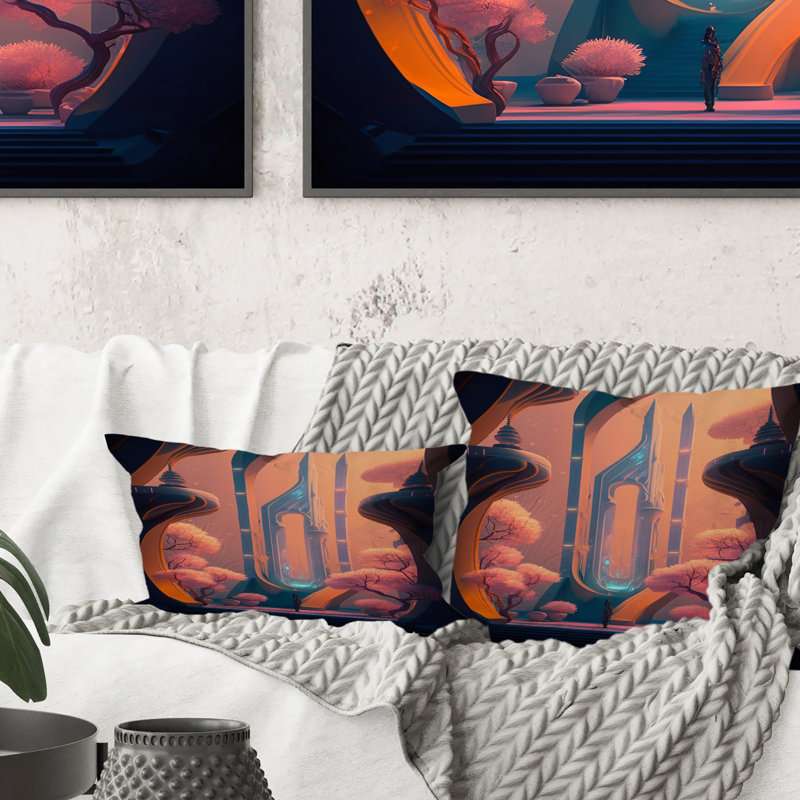 Architectural Designs For The Future I - Towers Printed Throw Pillow