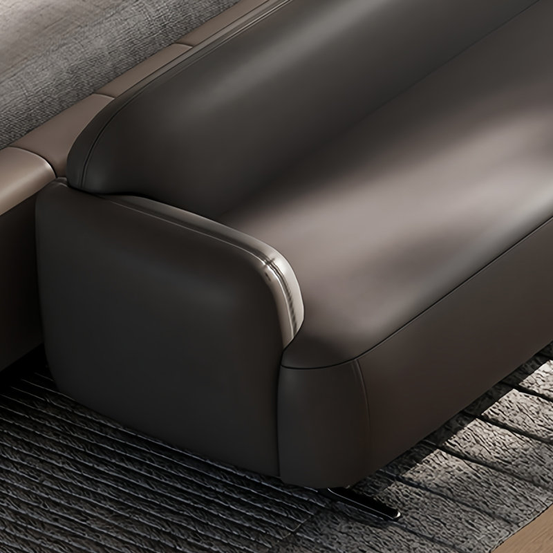Banc rembourré en cuir Venitta, H 23,22 po x l 70,86 po x P 21,65 po, Gris