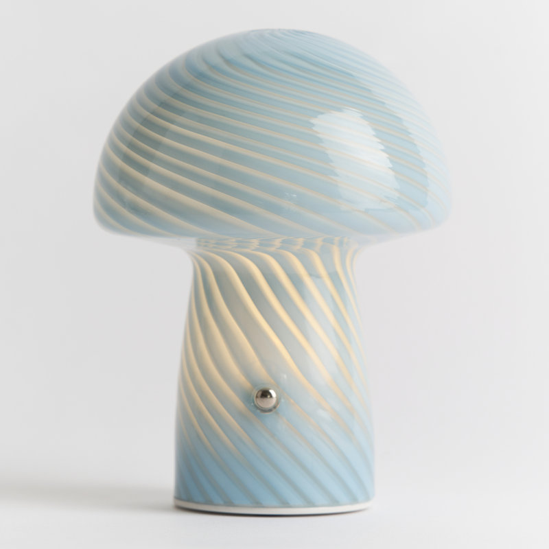Mini lampe champignon en verre sans fil , Bleu, Bleu