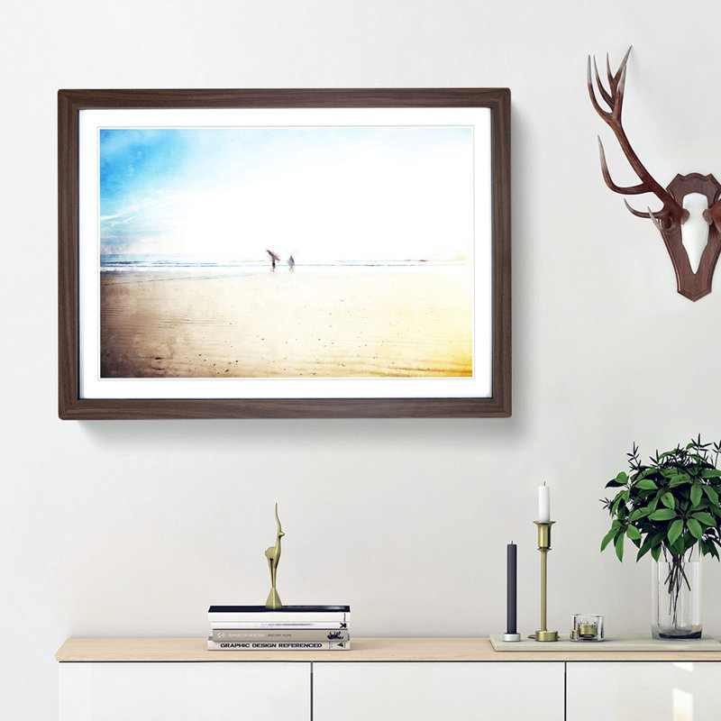 Heading to the Surf - Picture Frame Painting Print, Walnut Framed, 62cm H x 87cm W x 2cm D