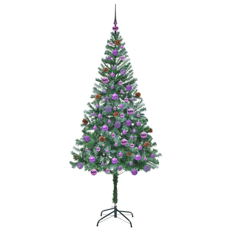 vidaXL Artificial Christmas Tree with Stand Green PVC and Steel, 5.91 ft