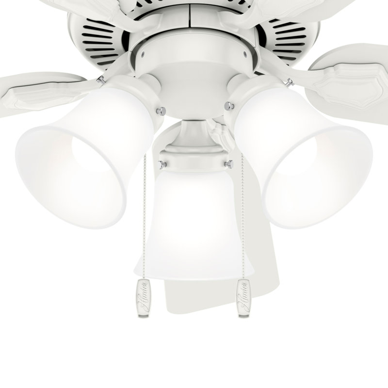 44" Swanson ENERGY STAR® 5-Blade Standard Ceiling Fan with Pull Chain and LED Light Kit Included, Natural, White