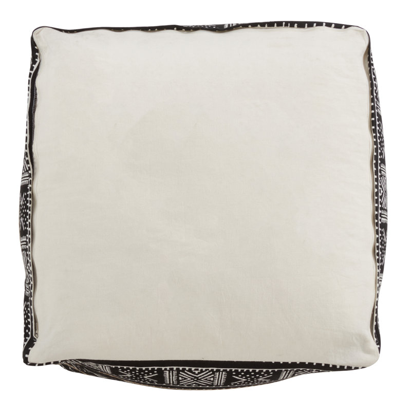 Hoch Upholstered Pouf, Black Cotton