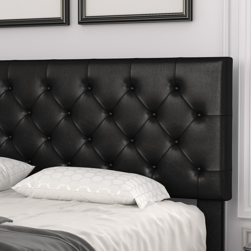 Darrach Upholstered Unfinished Platform Bed, Black, Full