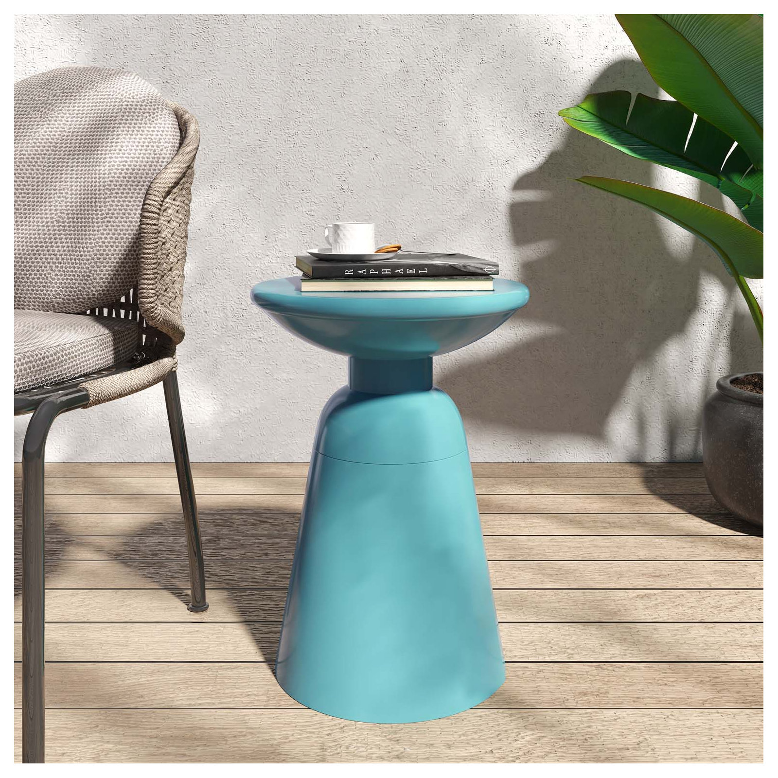 Atira 15'' Iron Outdoor Side Table, Teal