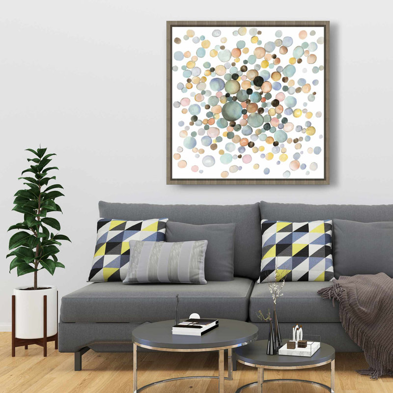 Little Bubbles - Beige Minimalist Framed Canvas Decor