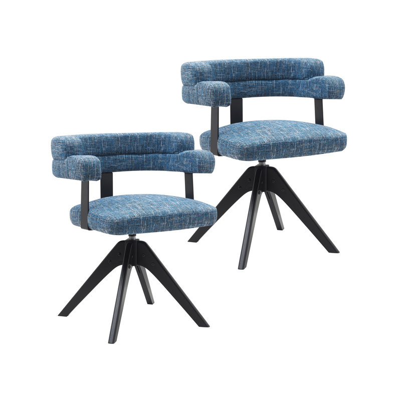 Mira Fabric Upholstered Swivel Dining Chair, Blue, 2