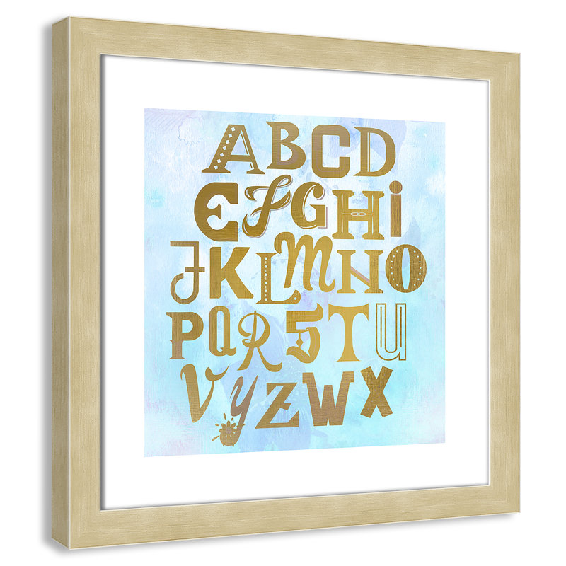 Abc Blue », impression sur papier, Encadré plat champagne, H 16 po x l 16 po x P 0,6 po
