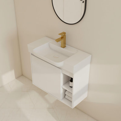 Ensemble de meuble-lavabo mural simple 28 po avec comptoir en céramique