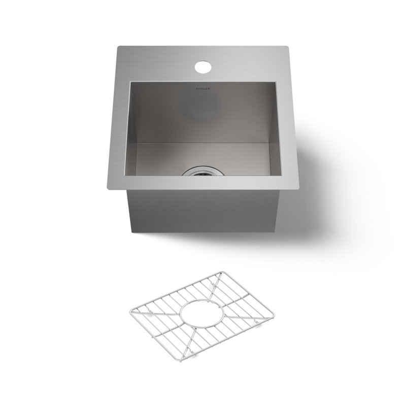 Évier de bar à montage double L 15 po x l 15 po Vault ™, 1 trou