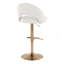 Tabouret de bar réglable avec pivot en métal doré et tissu avec repose-pieds rond en T - ensemble de 2-682798332-682798320