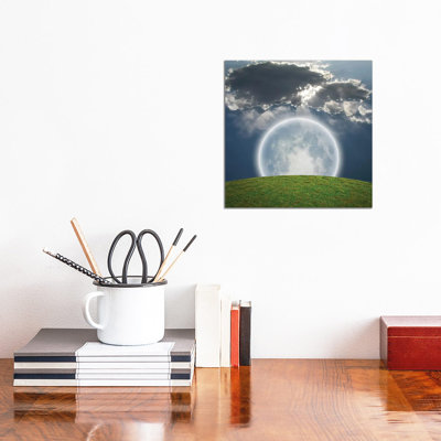 Giant Bright Moon, Green Field by Bruce Rolff - Wrapped Canvas Print