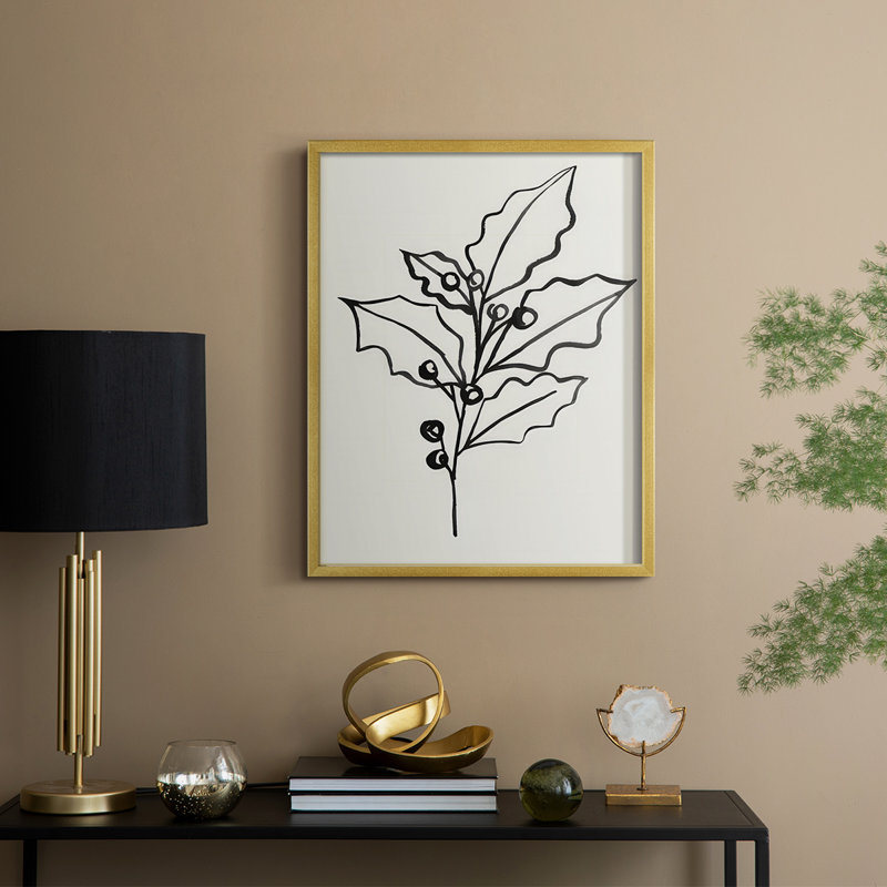 «Evergreen Ink II», reproduction encadrée - bois massif, H 11 po x l 9 po, Doré