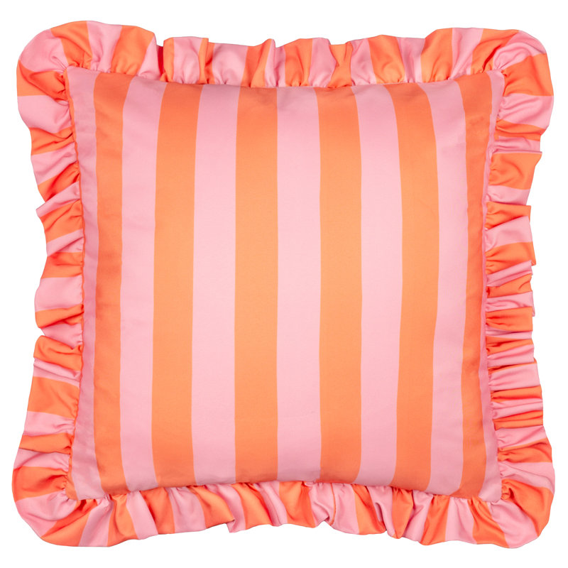 Palm Royale Indoor / Outdoor Striped Square Cushion, Pillow Cover Only - No Insert, Pink/Orange