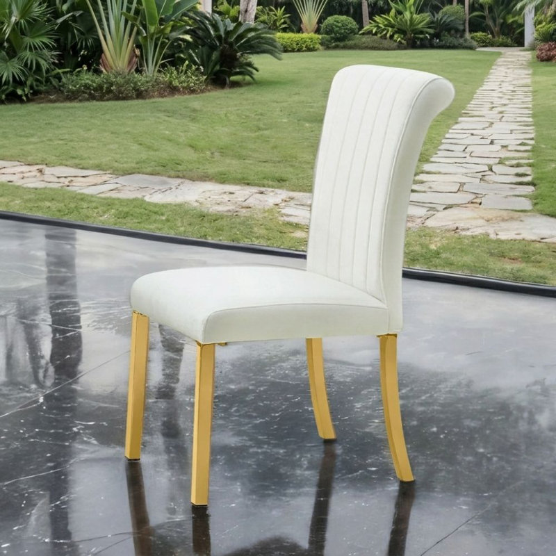 Ensemble de 2 chaises d'appoint en tissu blanc Betica avec cadre doré