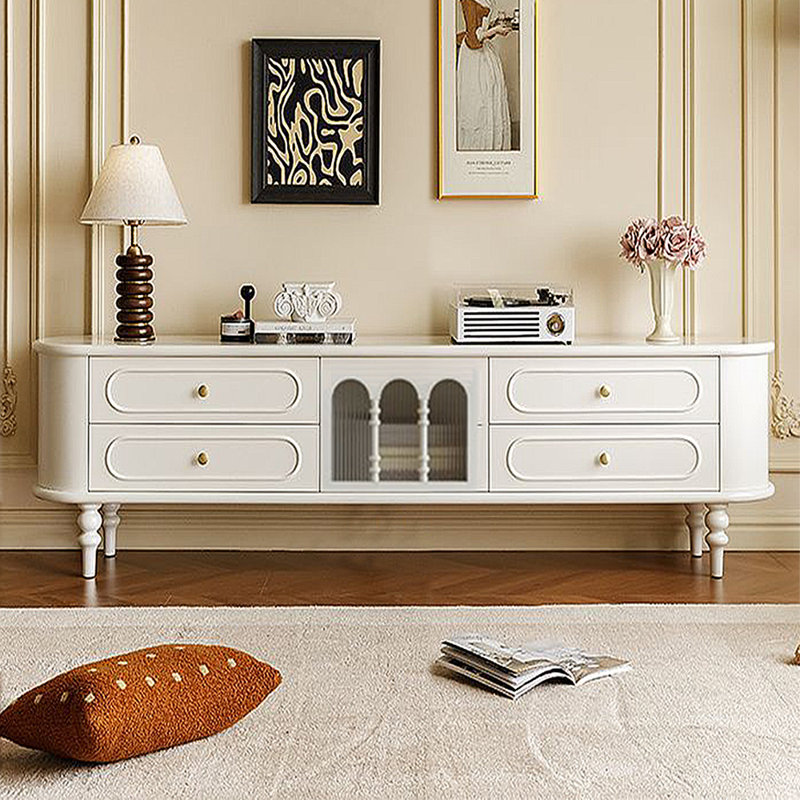 French cream-style storage cabinet TV stand