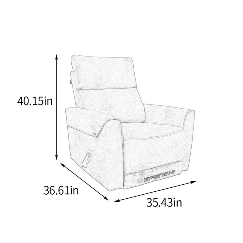 Modern Living Room Balcony Single Swivel Recliner, Gray/Green