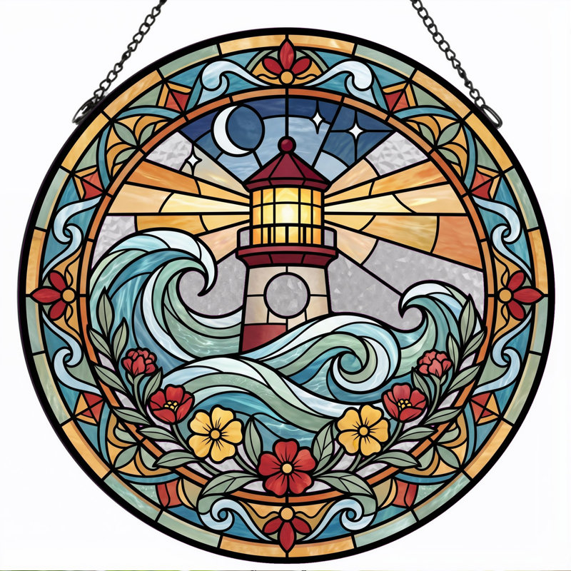 Panneau de vitrail en verre coloré 7,8H, 7.8"H