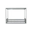 Full Size Canopy Frame Rubber Wood Floor Bed With Fence,Guardrails,Grey (Old Sku:W504P143281)-300197420