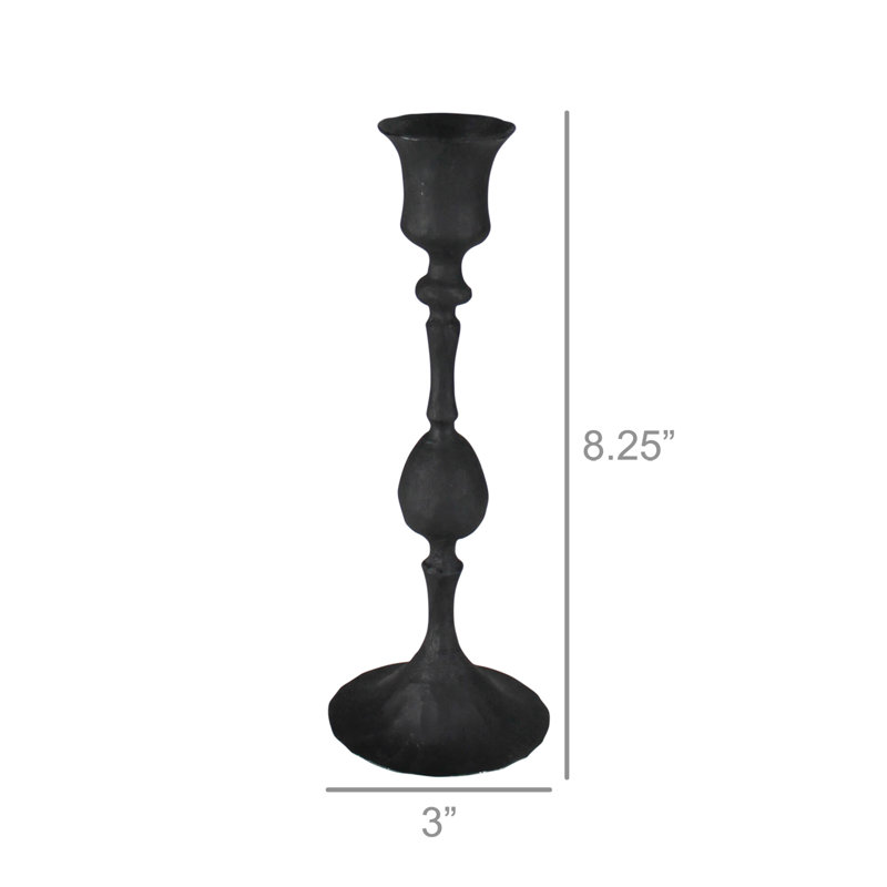 Metal Tabletop Candlestick, 8.25" H x 3" W x 3" D