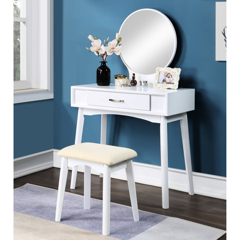 Coiffeuse et tabouret blanc moderne Modern