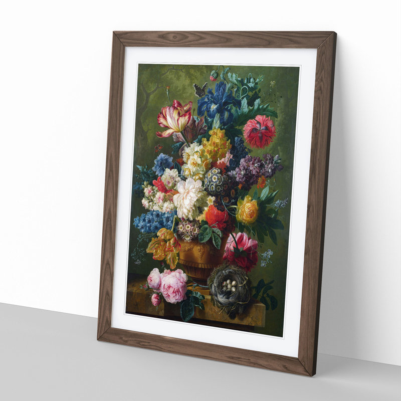 Still Life with Flowers Vol.1 by Maria Van Oosterwijk - Picture Frame Painting, Walnut, 65cm H x 48cm W x 2cm D