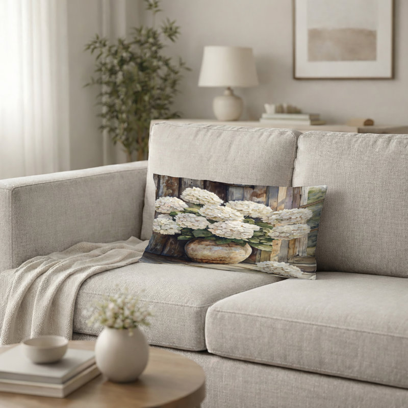 Coussin décoratif Hydrangea, H 12 po x l 20 po