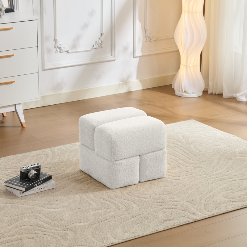 Repose-pieds en sherpa de 18,5 po Robertas, Blanc