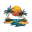 Coastal Metal Palm Tree Wall Decor, Sunset Tropical Beach Wall Art for Bedroom Bathroom Living Room