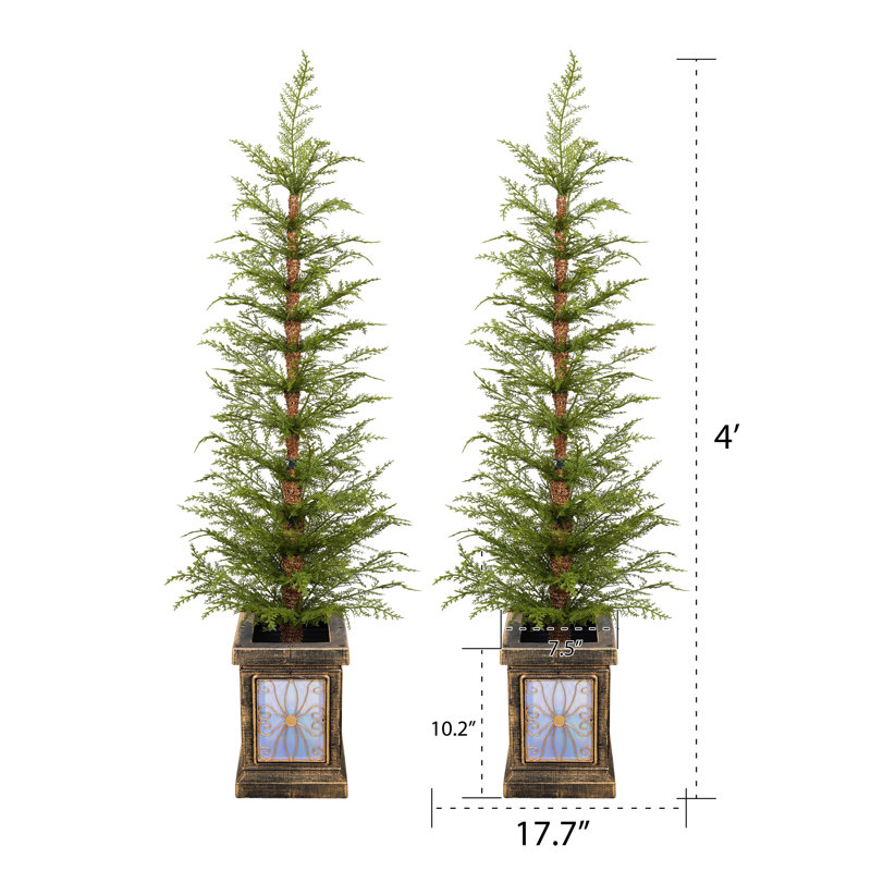 Ensemble de 3 pièces de Noël artificiel: couronne et 2 arbres d'entrée avec lumières DEL, assemblage facile pour Noël