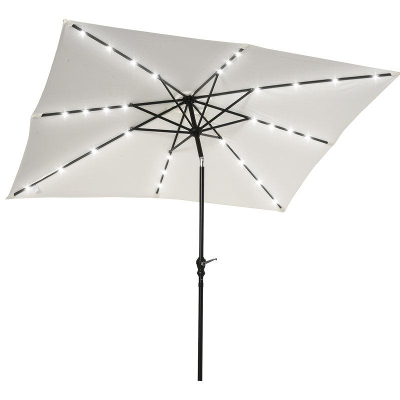 Parasol solaire à DEL 9 pi x 7 pi - inclinable et manivelle, abat-jour extérieur pour améliorer les espaces dans le jardin, la terrasse, le patio avec lumières de 7 pi, la fonctionnalité, divers espaces