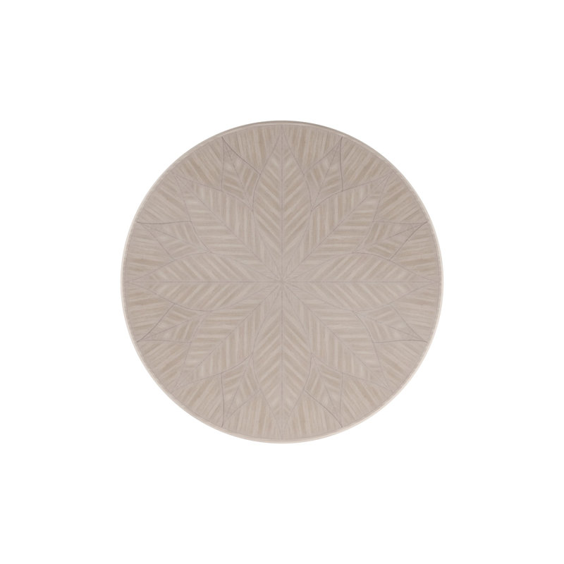 Round Brown and White Wood Dining Table for Eight